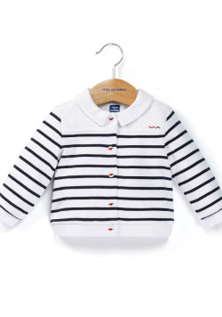 Veste Bébé Fille rayé en molleton col claudine