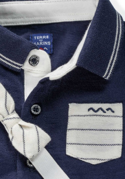 Ensemble Bébé Garçon polo marine + bermuda et noeud papillon
