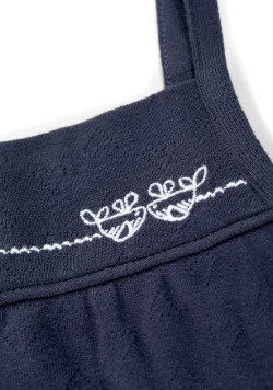 Ensemble Bébé Fille salopette bleu marine + t-shirt rayé