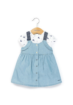 Ensemble Bébé robe en jean + t-shirt