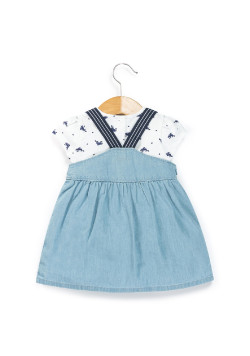 Ensemble Bébé robe en jean + t-shirt