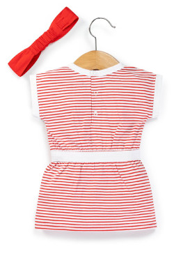 Ensemble rouge Bébé Fille robe rayée + bandeau Ensemble rouge Bébé Fille robe rayée + bandeau