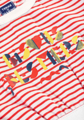 Ensemble rouge Bébé Fille robe rayée + bandeau Ensemble rouge Bébé Fille robe rayée + bandeau