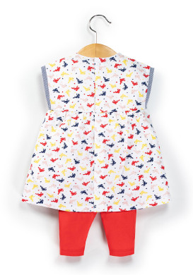Ensemble Bébé robe imprimée + legging rouge Ensemble Bébé robe imprimée + legging rouge
