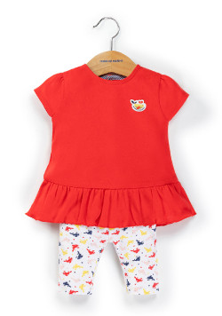 Ensemble Bébé Fille tunique rouge + legging