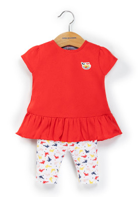 Ensemble Bébé Fille tunique rouge + legging Ensemble Bébé Fille tunique rouge + legging