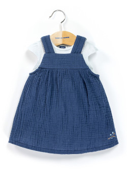 Ensemble Bébé robe à bretelles + body manches courtes
