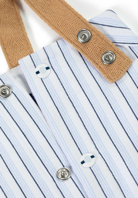 Ensemble Bébé salopette rayée + t-shirt bleu