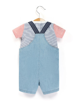Ensemble Bébe salopette en jean + T-shirt