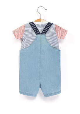 Ensemble Bébe salopette en jean + T-shirt