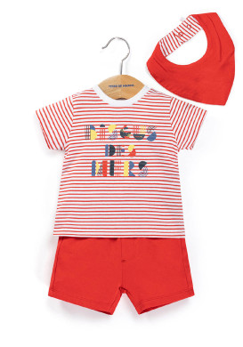 Ensemble Bébé t-shirt rayé + short rouge Ensemble Bébé t-shirt rayé + short rouge