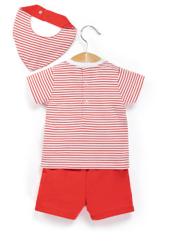 Ensemble Bébé t-shirt rayé + short rouge