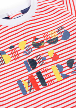 Ensemble Bébé t-shirt rayé + short rouge