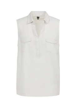 Chemise blanche sans manches en lin Femme