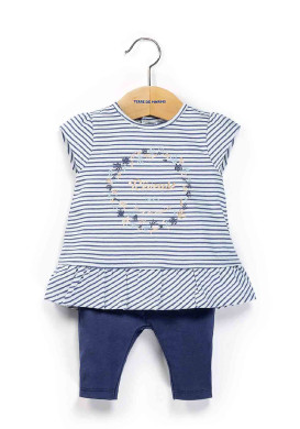 Ensemble Bébé Fille tunique rayée+ legging bleu marine Ensemble Bébé Fille tunique rayée+ legging bleu marine
