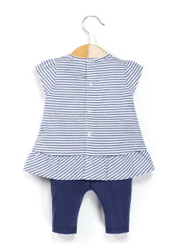 Ensemble Bébé Fille tunique rayée+ legging bleu marine