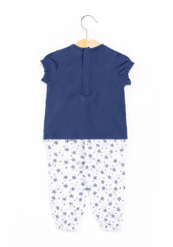 Ensemble Bébé pantalon imprimé + t-shirt imprimé bleu