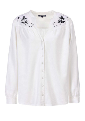 Chemise blanche Femme avec broderie CHEMISE CHEMISIER MC BLANC OPTIQUE EVOE