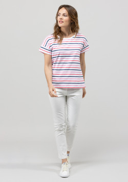 T-shirt rayé rose multicolore Femme