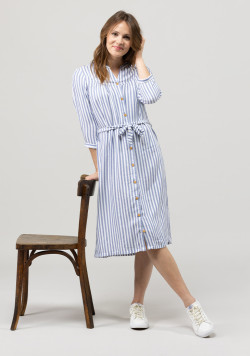 Robe rayée manches 3/4 Femme