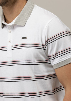 Polo rayé blanc Homme
