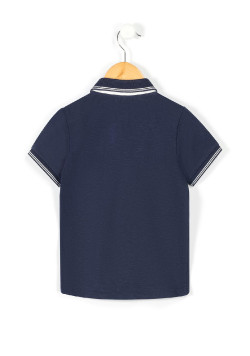 Polo bleu marine Garçon + noeud papilon blanc