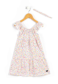 Ensemble Fille robe imprimé coloré + bandeau