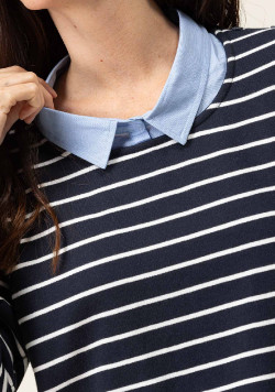 Sweat rayé Femme effet 2 en 1