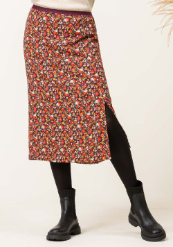 Jupe mi-longue imprimé rose Femme
