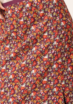 Jupe mi-longue imprimé rose Femme