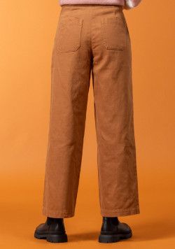 Pantalon large à ponts camel Femme