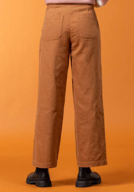 Pantalon large à ponts camel Femme Pantalon large à ponts camel Femme