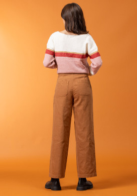 Pantalon large à ponts camel Femme Pantalon large à ponts camel Femme