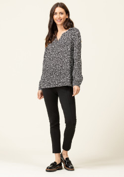 Blouse imprimé noir Femme