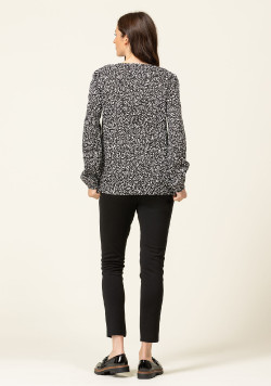 Blouse imprimé noir Femme