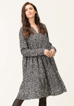Robe en viscose imprimé noir Femme