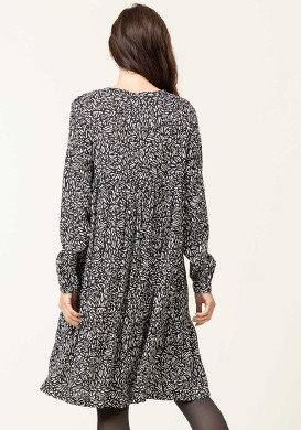 Robe en viscose imprimé noir Femme