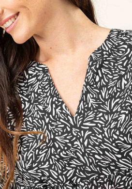 Robe en viscose imprimé noir Femme
