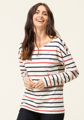 T-shirt manches longues Femme rayé multicolore