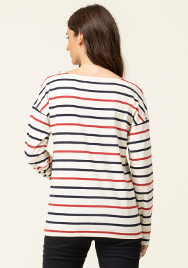 T-shirt manches longues Femme rayé multicolore