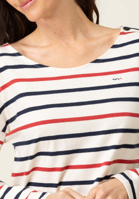 T-shirt manches longues Femme rayé multicolore