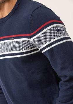 Pull bleu marine Homme col rond