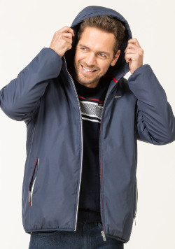 Blouson Homme bleu marine avec capuche ajustable 