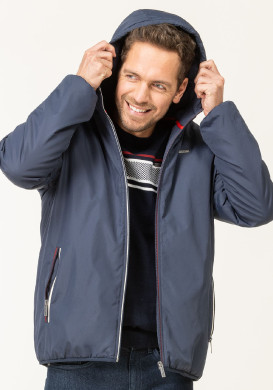 Blouson Homme bleu marine avec capuche ajustable 
