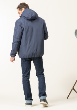 Blouson Homme bleu marine avec capuche ajustable 