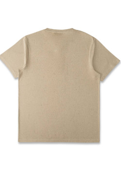 T-shirt Homme manches courtes beige sable col tunisien