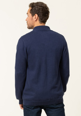Gilet tricot reliefé bleu marine Homme