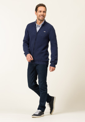 Gilet tricot reliefé bleu marine Homme