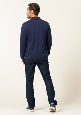 Gilet tricot reliefé bleu marine Homme