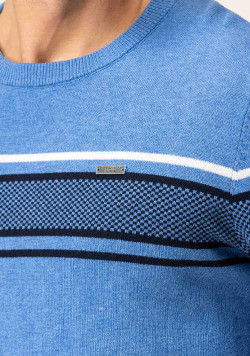 Pull bleu vif col rond Homme